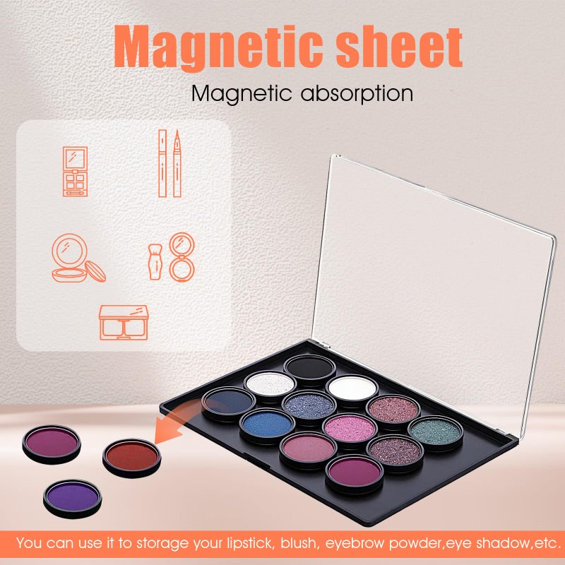 Tobeelec 4 Pack Small Magnetic Makeup Palette with Clear Top, Empty Eyeshadow Pan Dispensing Storage Box for DIY Cosmetics Lipstick Blush Powder - 7.7"X4.3" - Image 3